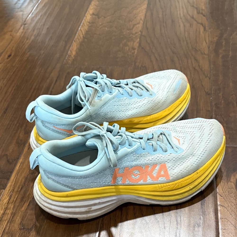 Hoka Light Blue and Yellow women’s 10